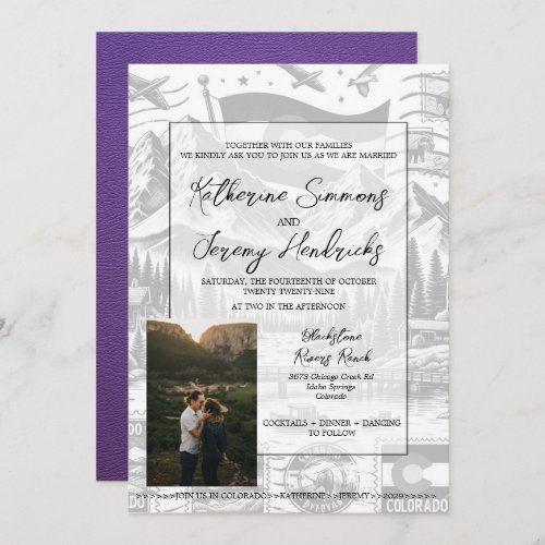 Purple Colorado Passport Wedding Invitation