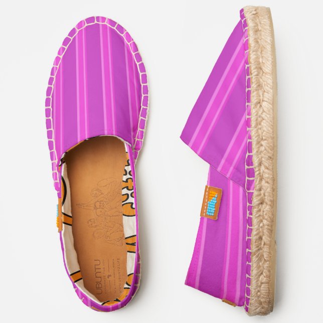 Purple Colored Vertical Striped Canvas Slip-on Espadrilles (Side)