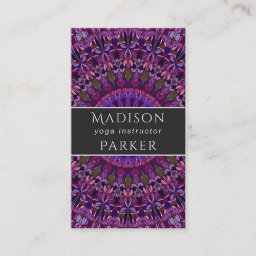 Purple Colorful Floral Mandala Business Card