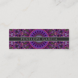 Purple Colorful Floral Mandala Mini Business Card
