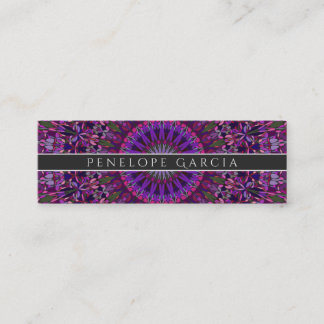 Purple Colorful Floral Mandala Mini Business Card