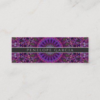 Purple Colorful Floral Mandala Mini Business Card by ZyddArt at Zazzle