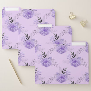 Purple Colorful Flower Botanical Floral Pattern File Folder