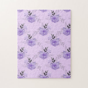 Purple Colorful Flower Botanical Floral Pattern Jigsaw Puzzle