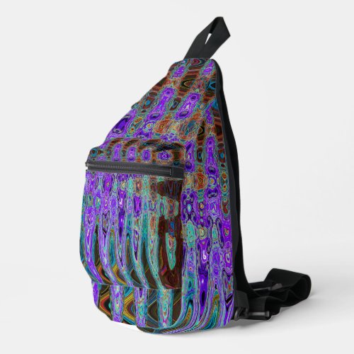 Purple Colorful Groovy Abstract Retro Atomic Waves Sling Bag