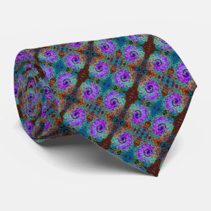 Purple Colorful Groovy Abstract Retro Liquid Swirl Neck Tie