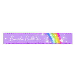 Purple colorful rainbow and stars custom name  ruler