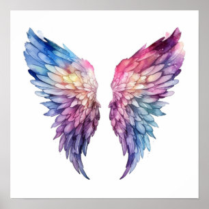 Purple Colorful Watercolor Wings Poster