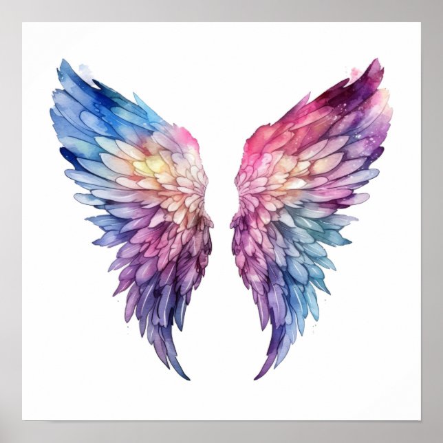 Purple Colorful Watercolor Wings Poster (Front)