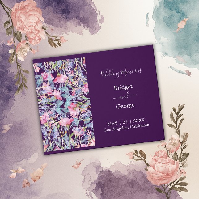 purple colorful wildflower greenery wedding guest book (Creator Uploaded)