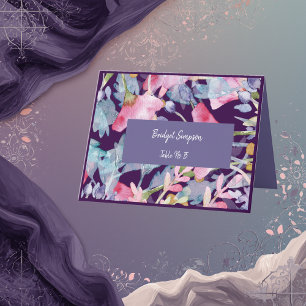 purple colorful wildflower wedding guest card