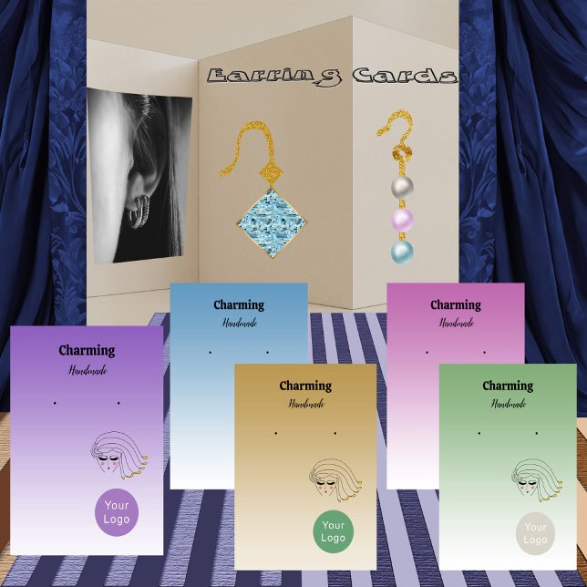Purple Colors, Pretty Girl Face Earring Cards (Creator Uploaded)