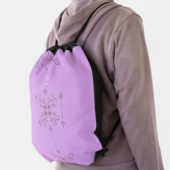 Purple Colour Designed Yoga Mat Drawstring Bag (Insitu)