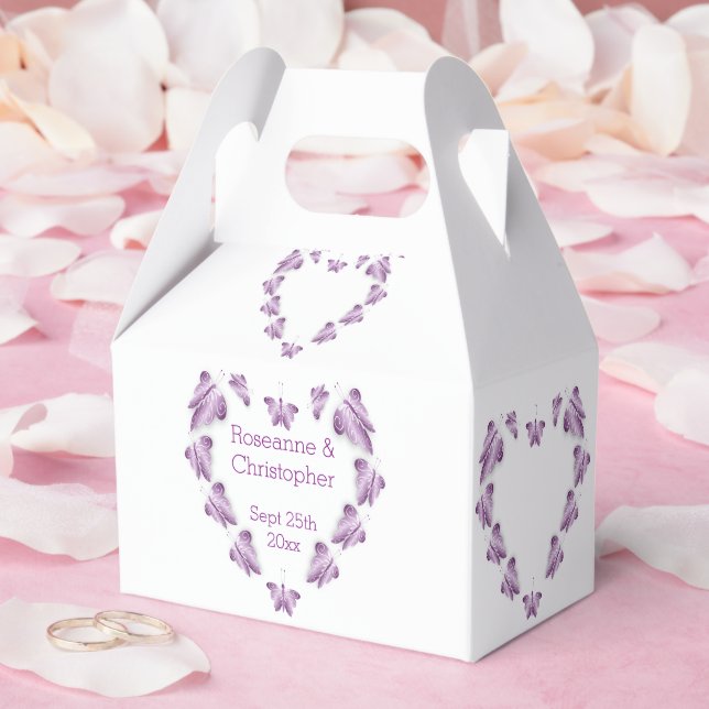 Purple Coloured Butterflies Design Wedding Favor Boxes (Wedding)