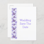 Purple Coloured Floral Heart Wedding Save The Date Announcement Postcard