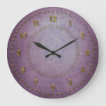 Purple Coloured Grunge Numbered Large Clock at Zazzle