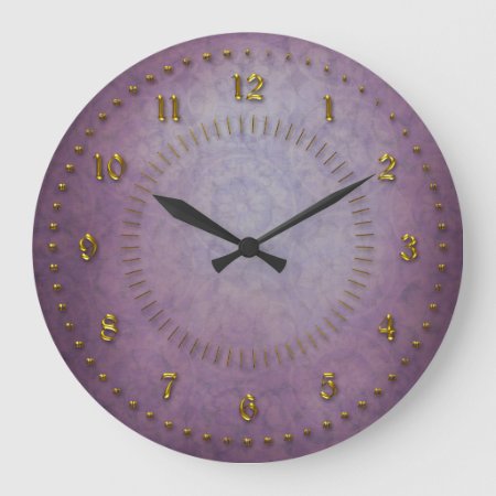 Purple Coloured Grunge Numbered Large Clock