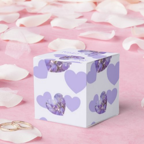 Purple Coloured Wisteria Heart Design Wedding Favor Boxes