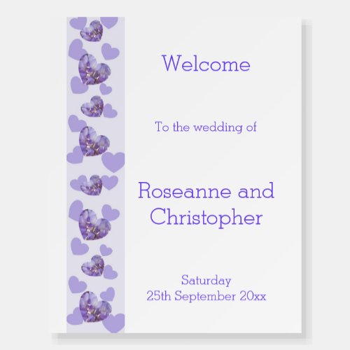 Purple Coloured Wisteria Heart Design Wedding Foam Board