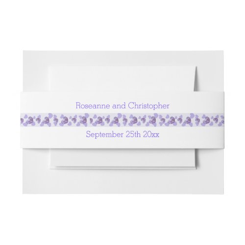 Purple Coloured Wisteria Heart Design Wedding Invitation Belly Band