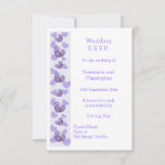 Purple Coloured Wisteria Heart Design Wedding RSVP Card