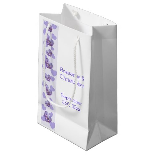 Purple Coloured Wisteria Heart Design Wedding Small Gift Bag