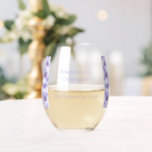 Purple Coloured Wisteria Heart Design Wedding Stemless Wine Glass