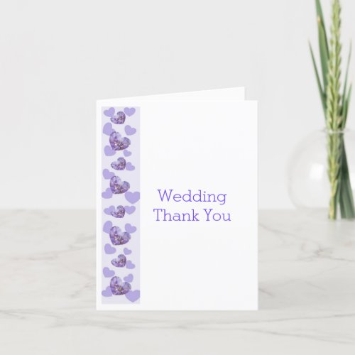 Purple Coloured Wisteria Heart Design Wedding Thank You Card