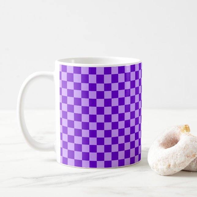 Purple Combination Checkerboard by Shirley Taylor Coffee Mug (With Donut)