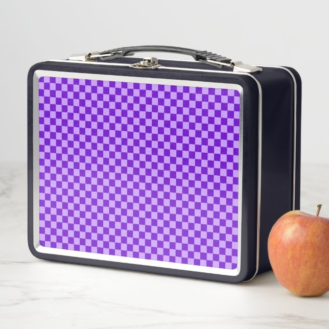 Purple Combination Checkerboard by ShirleyTaylor Metal Lunch Box (In Situ)