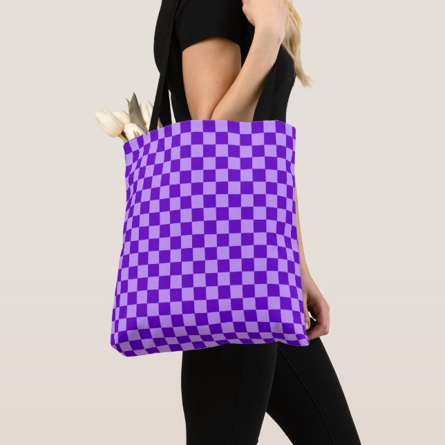 Purple Combination Checkerboard by ShirleyTaylor Tote Bag (Close Up)