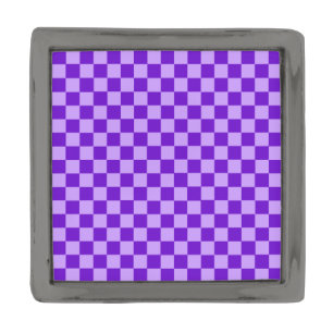 Purple Combination Classic Checkerboard by STaylor Gunmetal Finish Lapel Pin