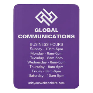 Purple Company Custom Business Hours Store Door Sign