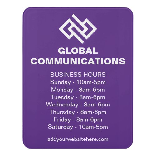 Purple Company Custom Business Hours Store Door Sign