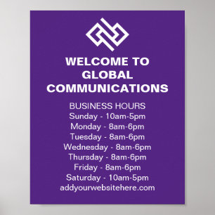 Purple Company Custom Business Hours Store Poster