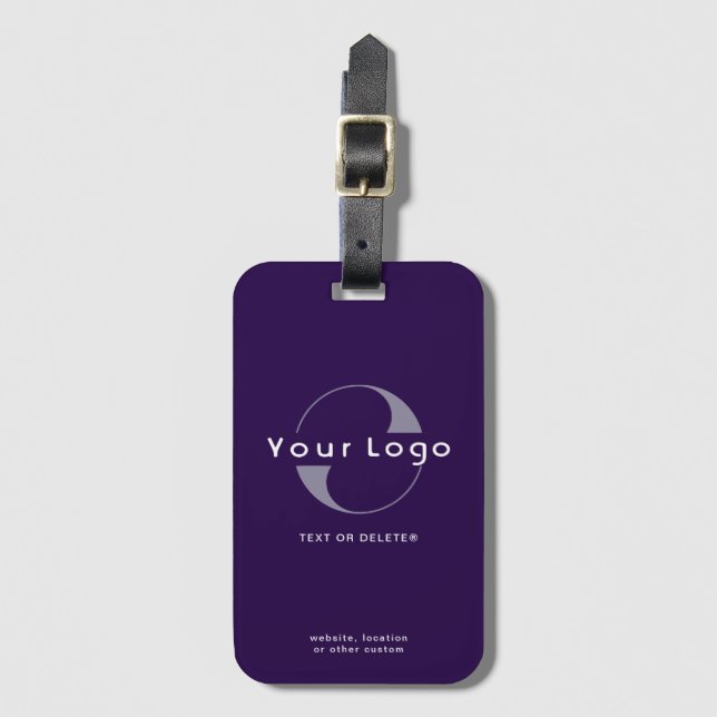 Purple Company logo Business brand Leather strap Luggage Tag (Front Vertical)