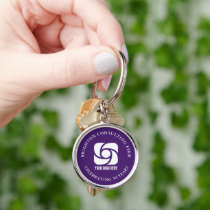 Purple Company Logo Custom Business Keychain