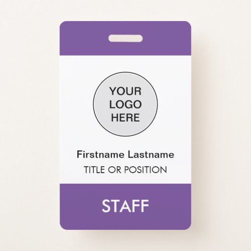 Purple Company Logo Employee Name Badge