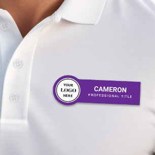 Purple Company Logo Name Tag