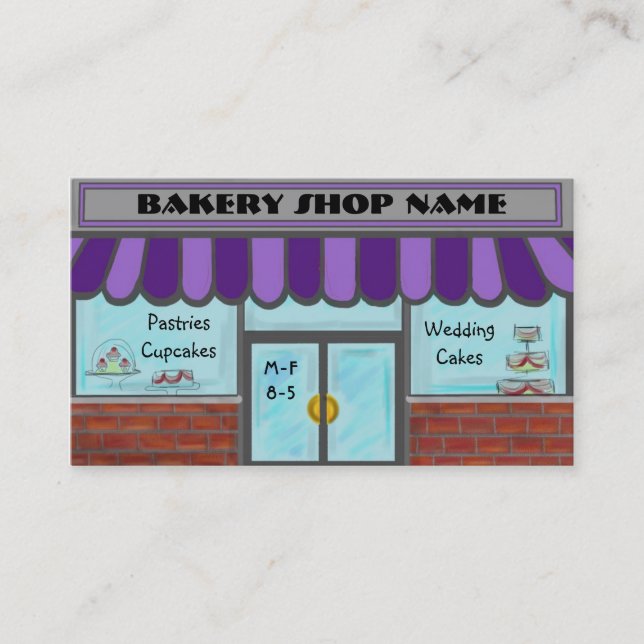 Purple completely customizable bakery shop cards (Front)