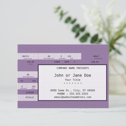 purple concert ticket (Standing Front)