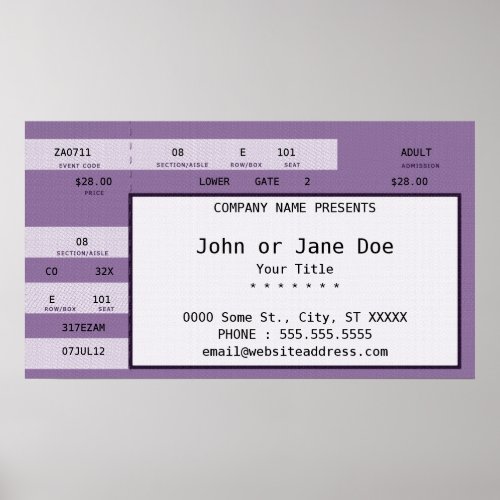 purple concert ticket poster