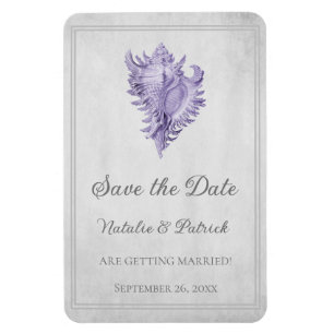 Purple Conch Shell Save the Date Magnet