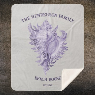Purple Conch Shell Sherpa Blanket