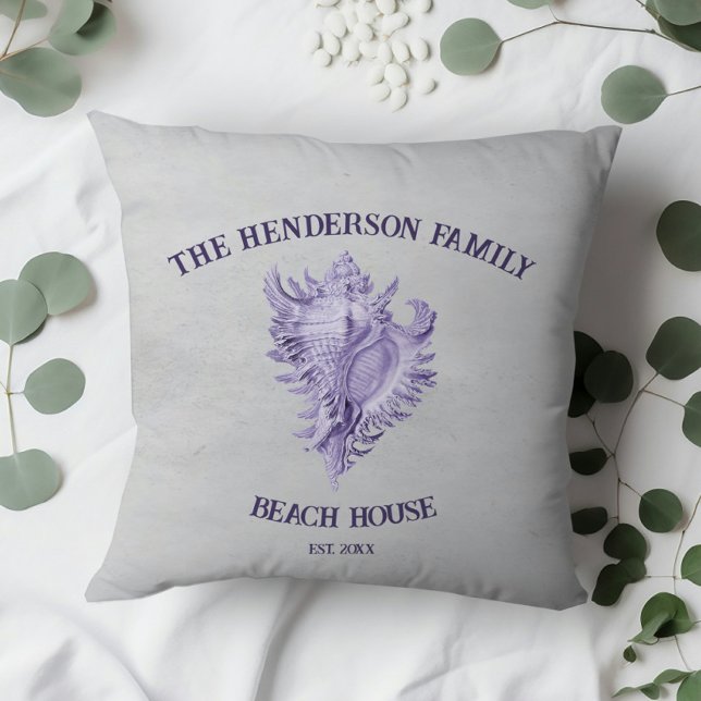 Purple Conch Shell Throw Pillow (Purple Conch Shell Throw Pillow)