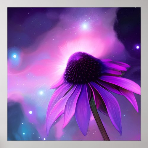 Purple Coneflower  Night Sky Poster
