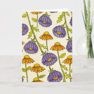 Purple Coneflower Pattern Blank Card