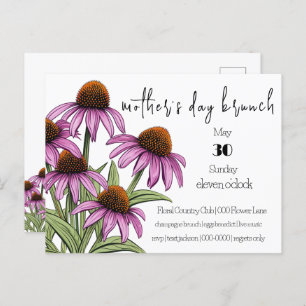 Purple Coneflower Wildflowers Mom's Day Brunch Invitation Postcard