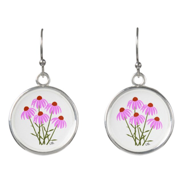 Purple Coneflowers Earrings (Front)