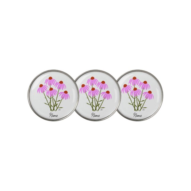 Purple Coneflowers Golf Ball Markers (3 Up)